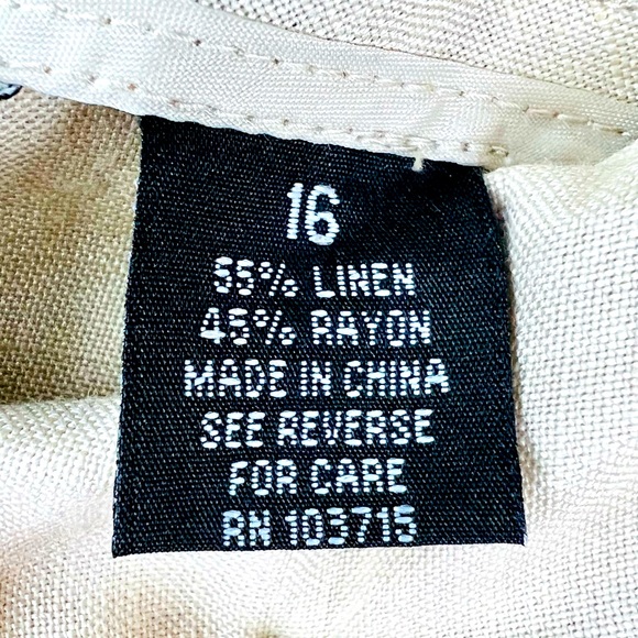 Lifestyle Attitude by Larry Levine Linen Blend Khaki Wide Leg Carpi Pant Plus 16 - Picture 9 of 11